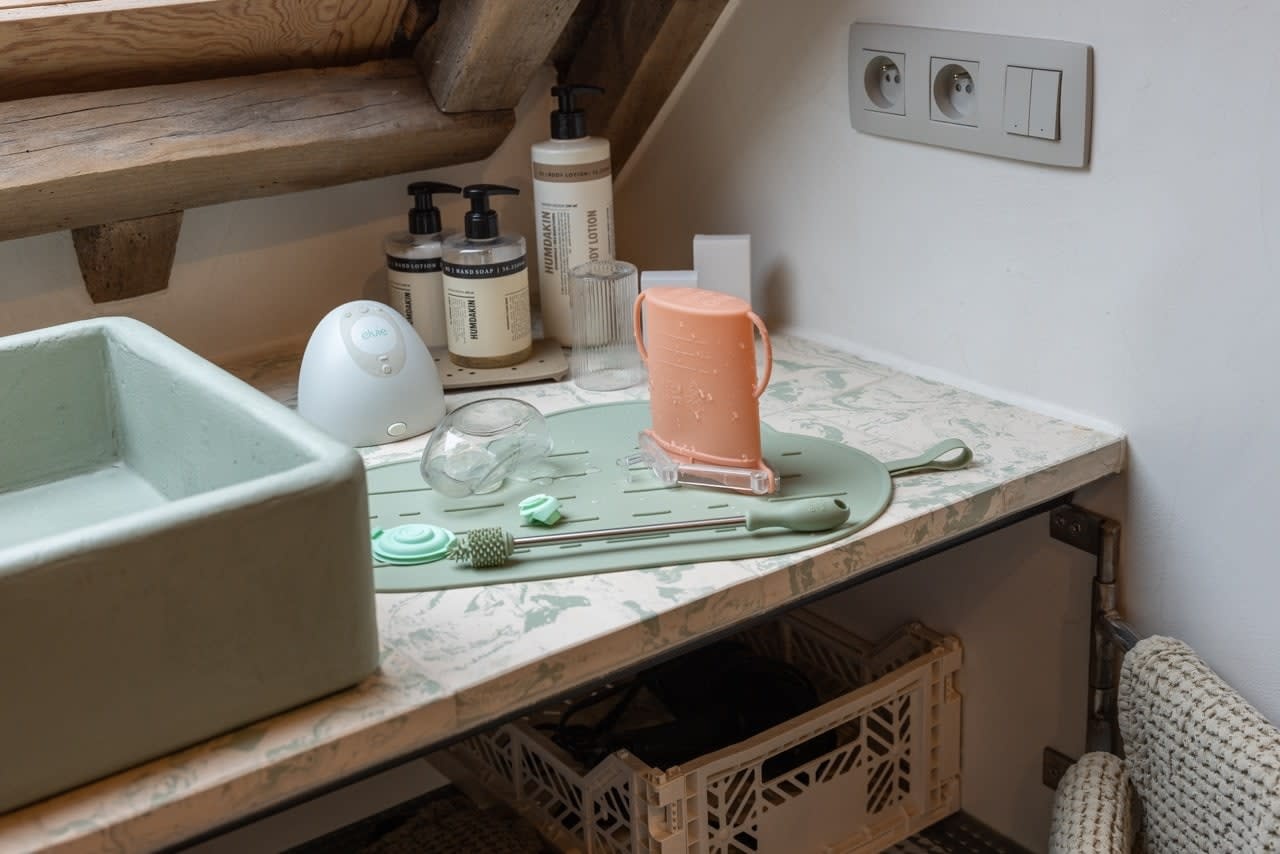 Baby on the Move - Yummy Clean Set - Afdruipmat en borstel - Aspen