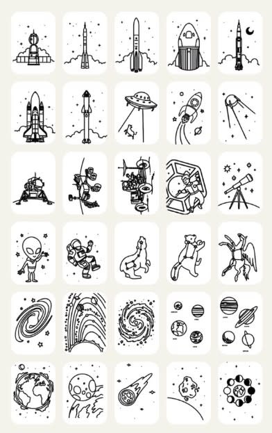 KIDYWOLF - Navullingen voor KIDYDRAW-MINI - "dinosaurs" en "galaxy"