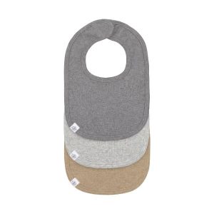 Lässig - Babyslabbetjes (3 stuks) GOTS dark grey/light grey/nature melange