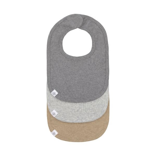Lässig - Babyslabbetjes (3 stuks) GOTS dark grey/light grey/nature melange