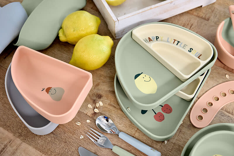 Lässig - Silicone Section Dish Set 3 pcs Happy Fruits Lemon