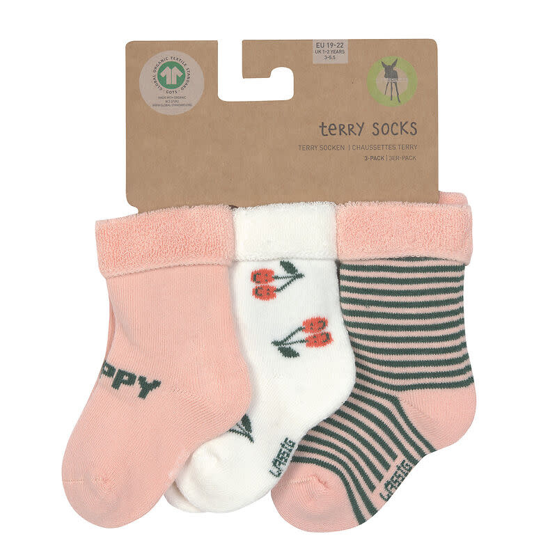 Lässig - Terry Socks GOTS 3 pcs assorted Cherry peach