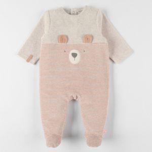 Noukie's - Corduroy fluwelen gemêleerde beige pyjama, beer