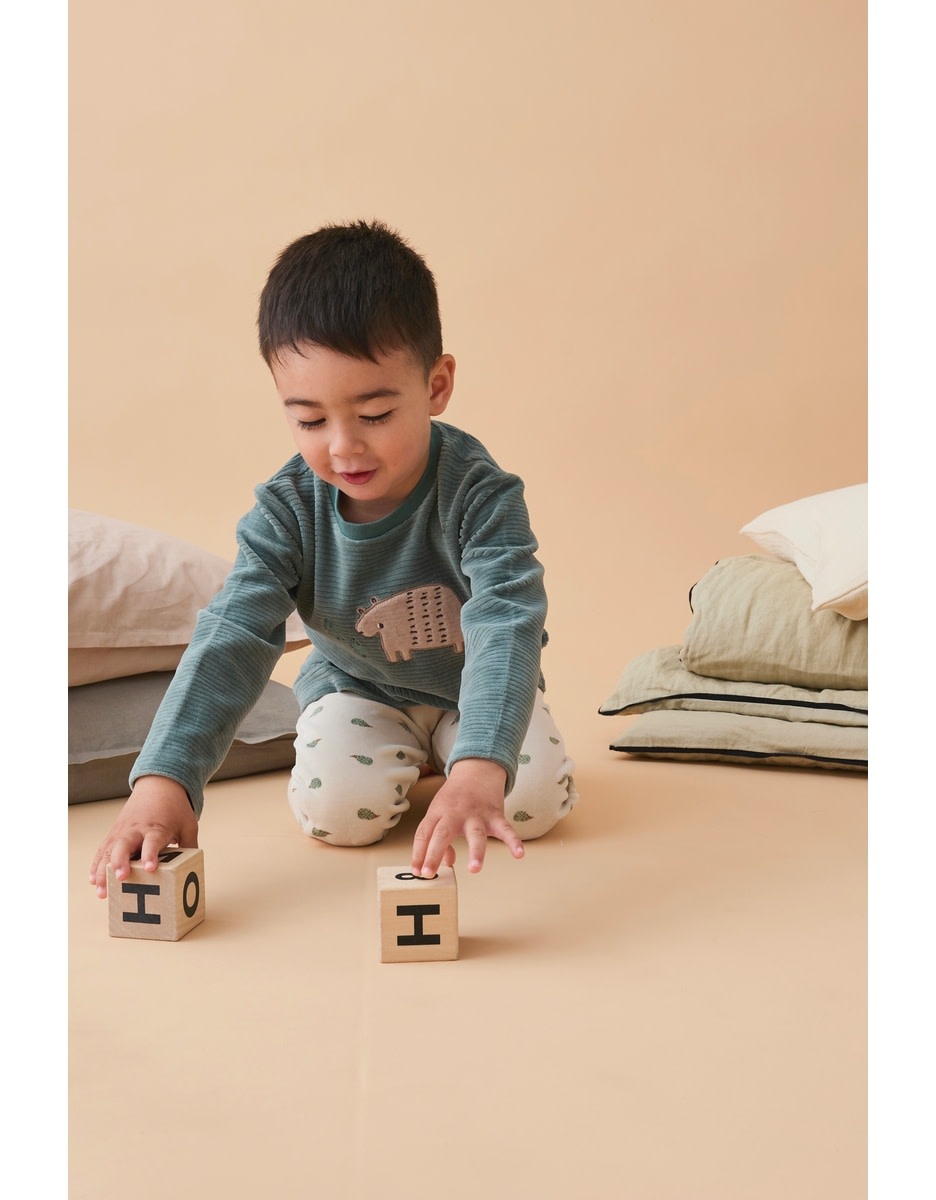 Noukie's - Corduroy fluwelen pyjama, beer 4Y