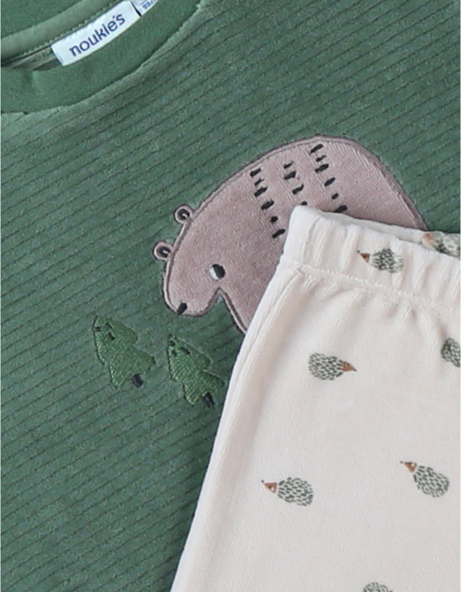 Noukie's - Corduroy fluwelen pyjama, beer 4Y