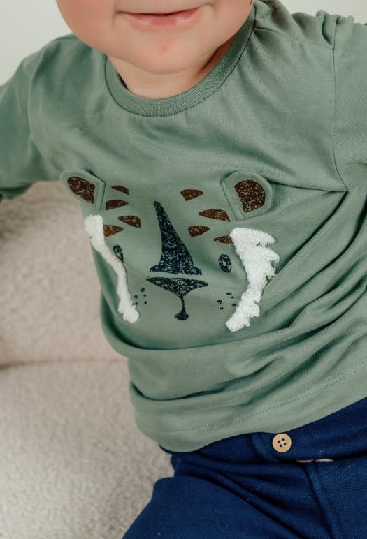Noukie's - Groen jersey T-shirt met lange mouwen en tijgerprint