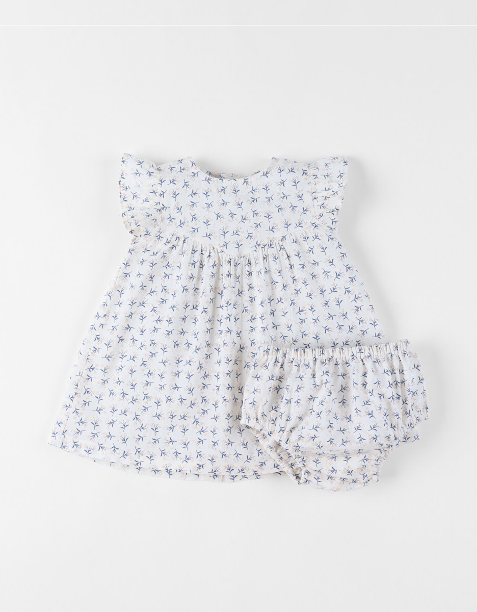 Noukie's - Kleedje met bloomer, Katoenen voile - Little Blue Flower