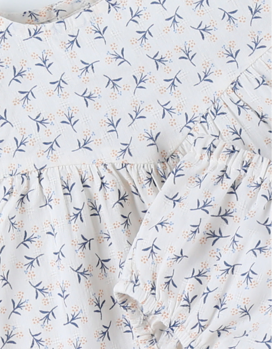 Noukie's - Kleedje met bloomer, Katoenen voile - Little Blue Flower