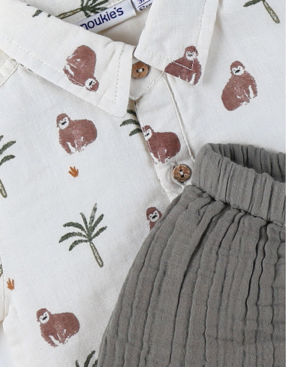 Noukie's - Set Hemd met Short - Cute Gorilla