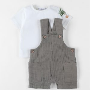 Noukie's - Set Tuinbroek en T-shirt - Cute Gorilla