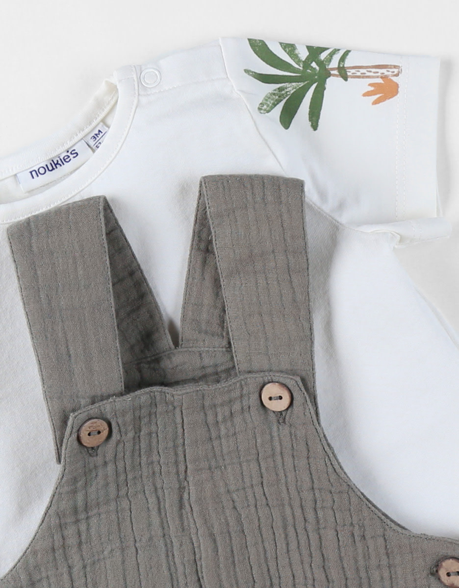 Noukie's - Set Tuinbroek en T-shirt - Cute Gorilla