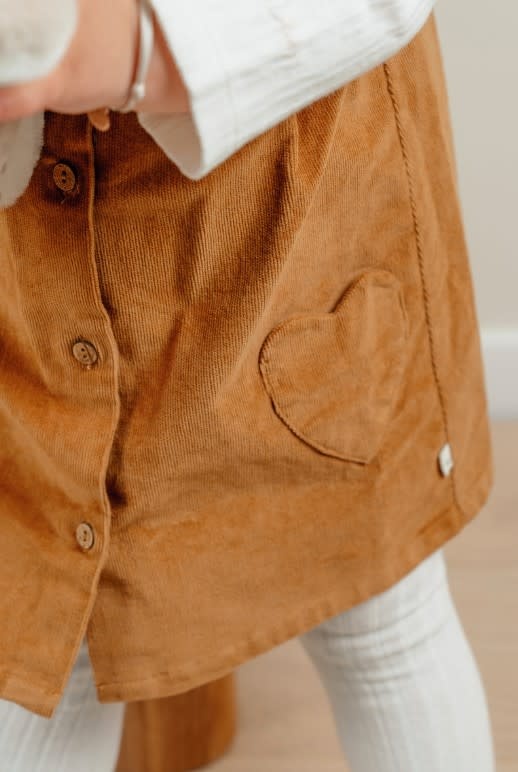 Noukie's - Set van bruin corduroy kleedje + wit tshirt