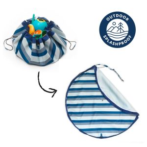 Play & Go - Speeltapijt/Opbergzak Outdoor Blue/green stripes - 140 cm