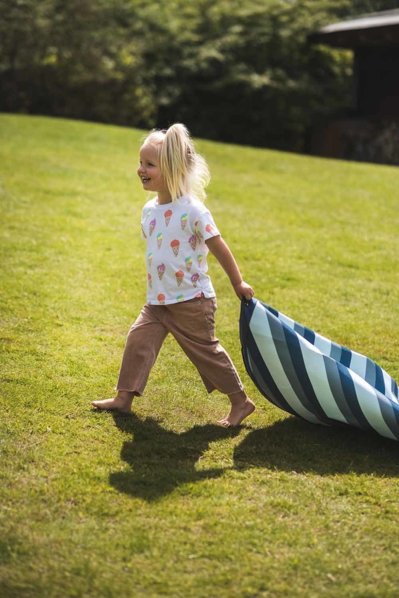 Play & Go - Speeltapijt/Opbergzak Outdoor Blue/green stripes - 140 cm