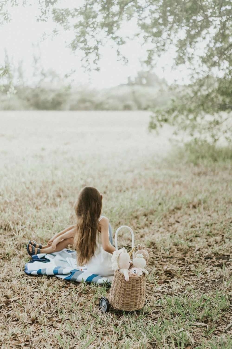 Play & Go - Speeltapijt/Opbergzak Outdoor Blue/green stripes - 140 cm