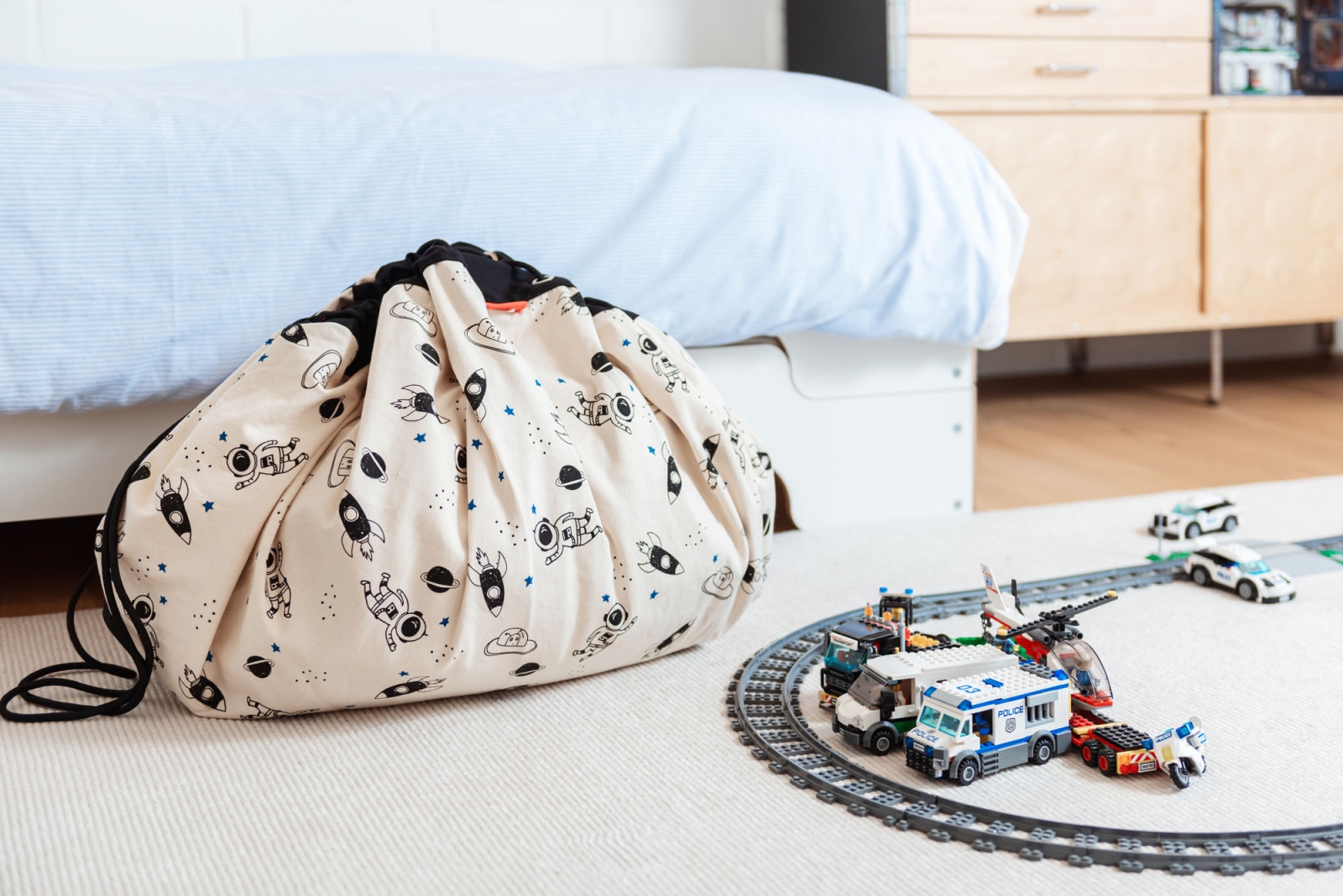 Play & Go - Speeltapijt/Opbergzak Space_ glow in the dark - 140 cm