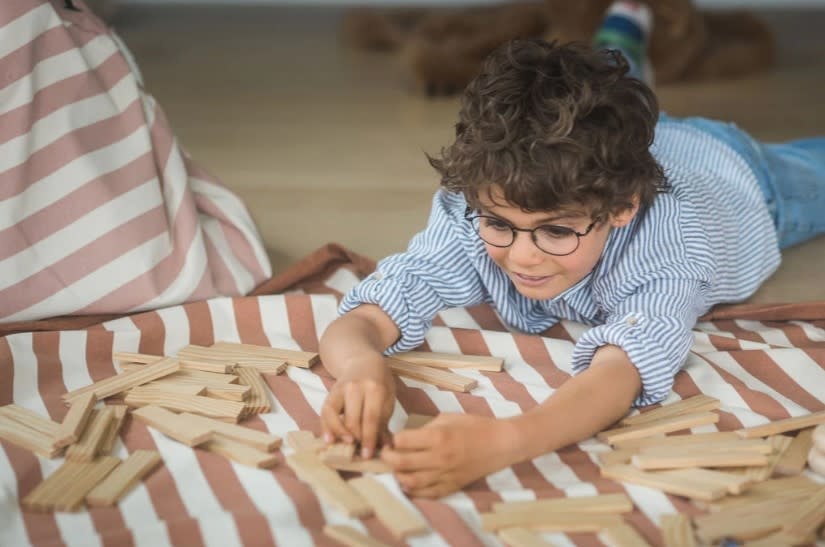 Play & Go - Speeltapijt/Opbergzak Stripes Brown - 140 cm