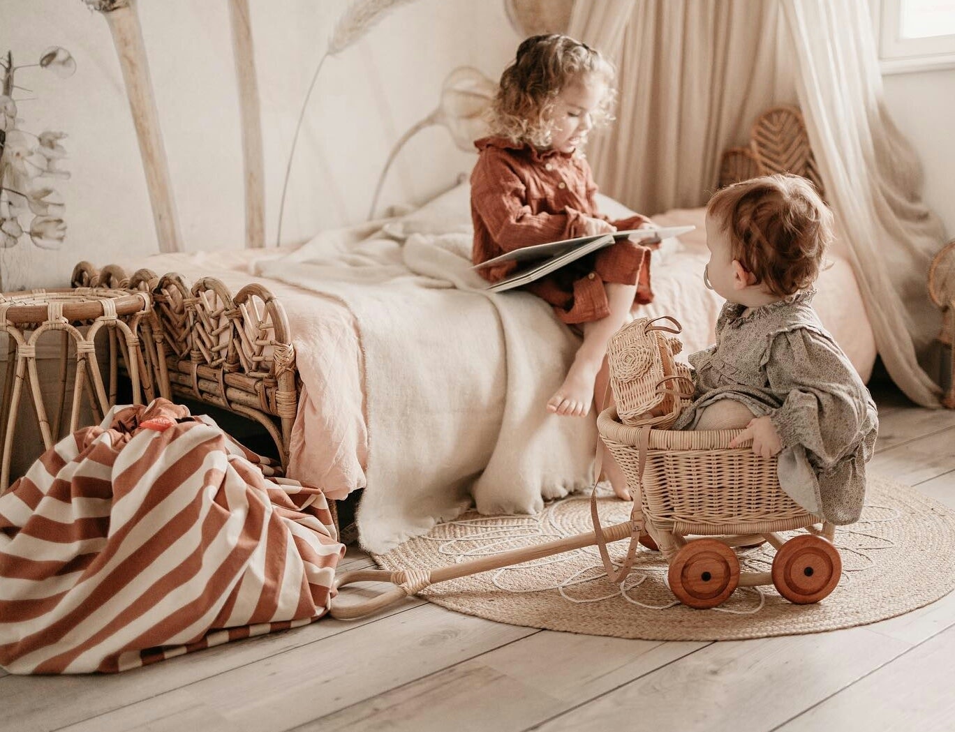 Play & Go - Speeltapijt/Opbergzak Stripes Brown - 140 cm