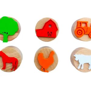 Childgen - Houten stempelset (6 stuks) - Boerderij