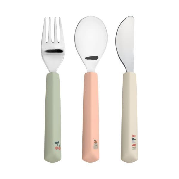 Lässig - 3-delige bestekset met siliconen handvat - Happy Fruits Cherry