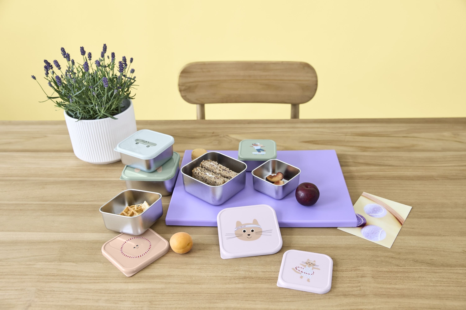 Lässig - Snackbox Stainless Steel 3 pcs - Tiny Team - Dog