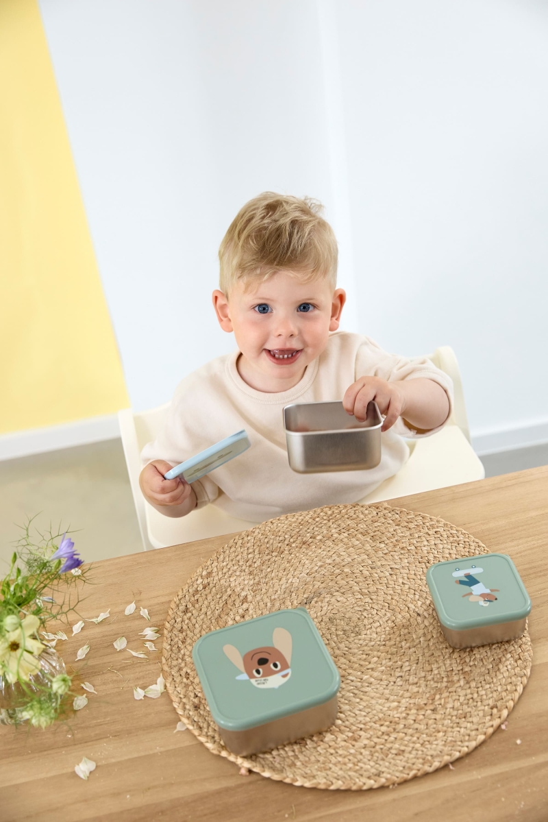 Lässig - Snackbox Stainless Steel 3 pcs - Tiny Team - Dog