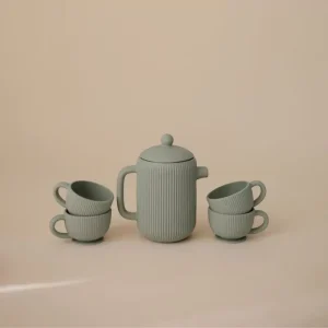 Mushie - Silicone Theeservies – Speelset - Cambridge Blue