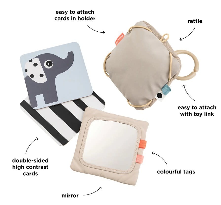 Done by Deer - Baby contrast card holder - Deer friends - Sand