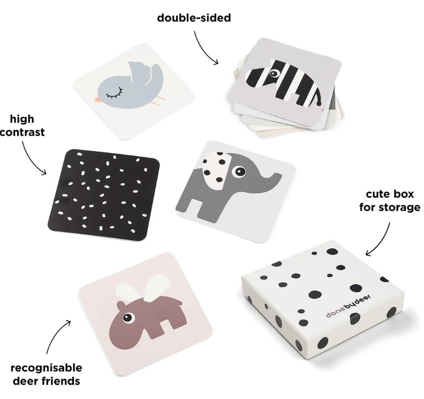 Done by deer - Baby contrast cards 10-pack - Elphee - Colour mix