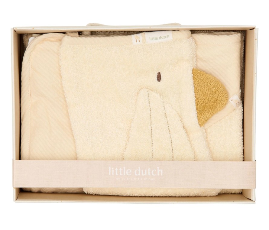 Little Dutch - Newborn Naturals - Little Goose - Badcape en washandje