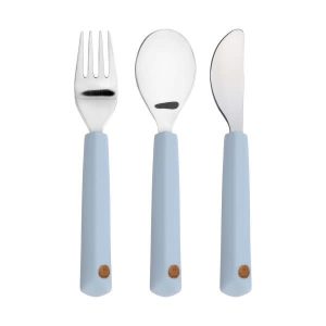 Lässig - 3-delige bestekset met siliconen handvat - Happy Rascals Smile sky blue